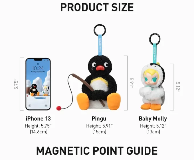 Baby Molly × Pingu Mutlu Balık Tutma Serisi – Vinil Peluş Kolye Kör Kutu