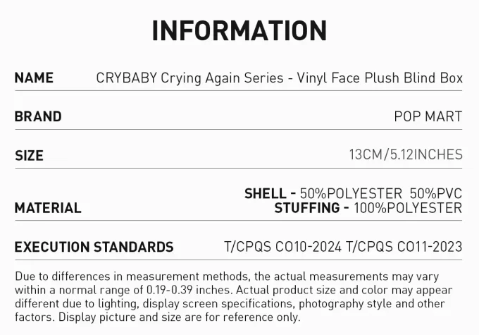 CRYBABY Crying Again Serisi – Vinil Yüz Peluş Kör Kutu