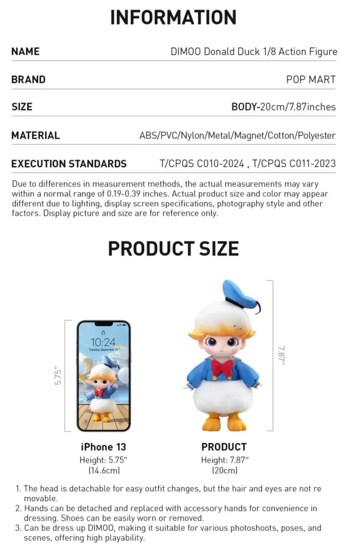 DIMOO Donald Duck 1/8 Aksiyon Figürü