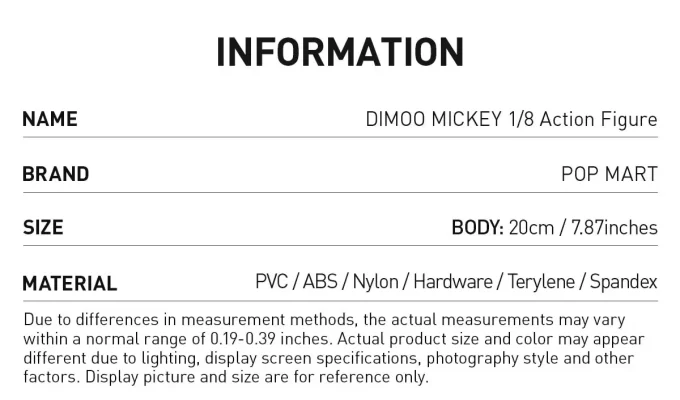 DIMOO MICKEY 1/8 Aksiyon Figürü