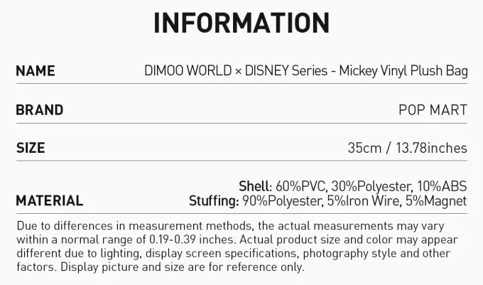 DIMOO WORLD × DISNEY Serisi – Mickey Vinil Peluş Çanta
