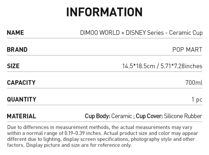 DIMOO WORLD × DISNEY Serisi – Seramik Bardak
