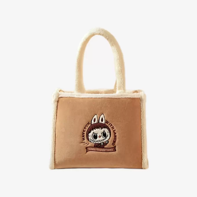 Klasik Çanta Serisi – LABUBU Peluş Tote Çanta (Kahverengi)
