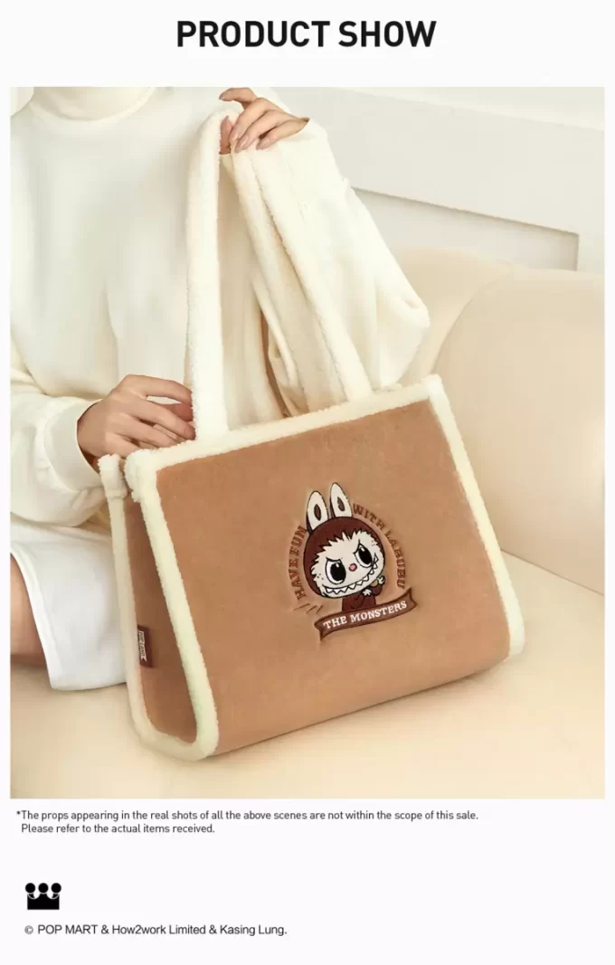 Klasik Çanta Serisi – LABUBU Peluş Tote Çanta (Kahverengi)