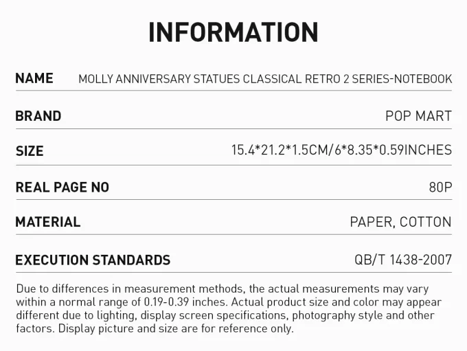 MOLLY Yıldönümü Heykelleri Klasik Retro 2 Serisi – Defter