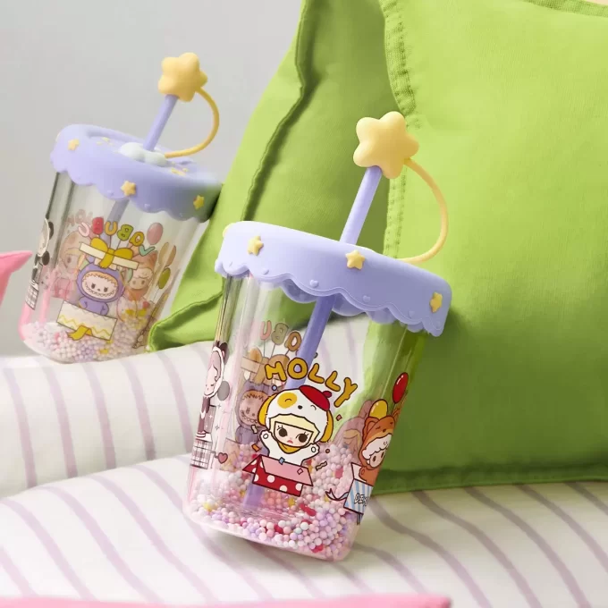 POP BEAN Pijama Partisi Çift Katmanlı Pipetli Bardak