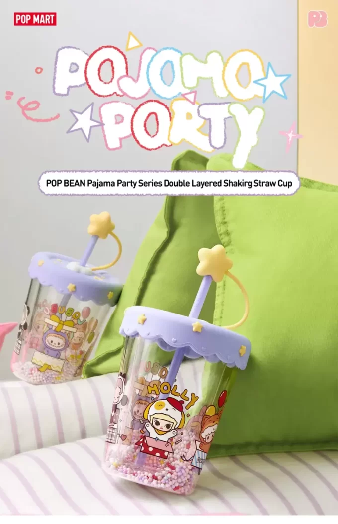 POP BEAN Pijama Partisi Çift Katmanlı Pipetli Bardak