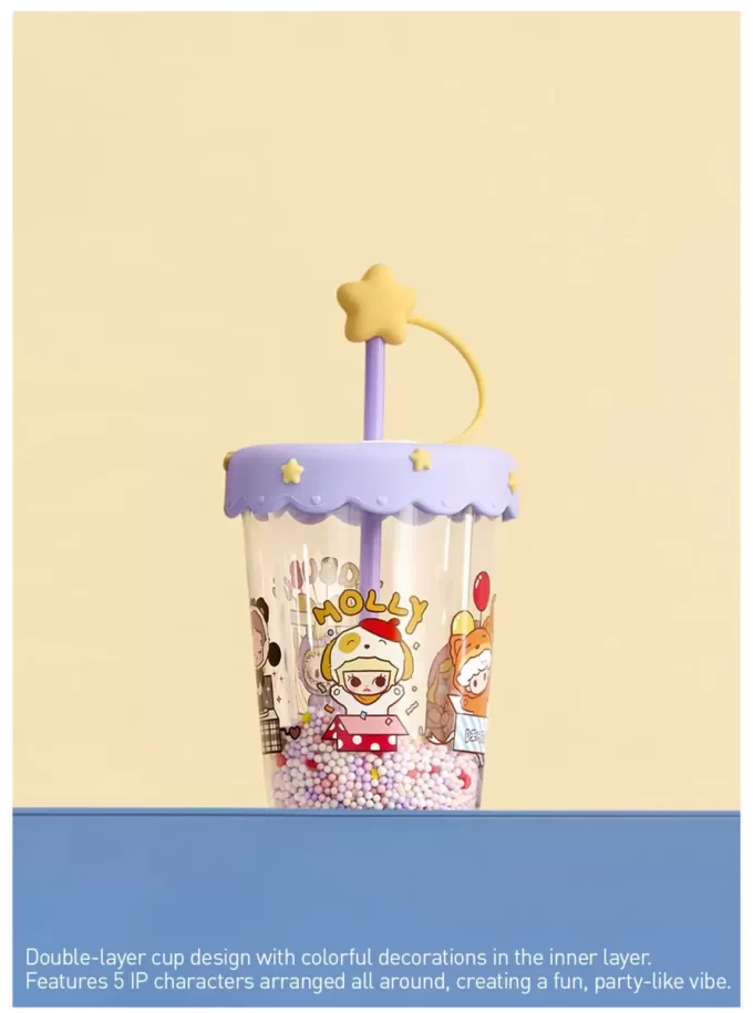 POP BEAN Pijama Partisi Çift Katmanlı Pipetli Bardak