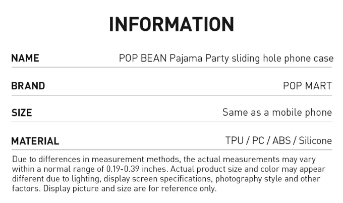 POP BEAN Pijama Partisi Kayar Delikli Telefon Kılıfı