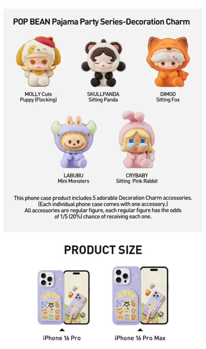 POP BEAN Pijama Partisi Kayar Delikli Telefon Kılıfı