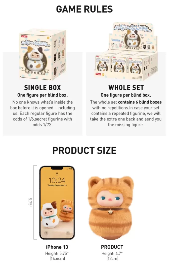 PUCKY Roly-Poly Kitty Serisi – Vinil Peluş Kör Kutu