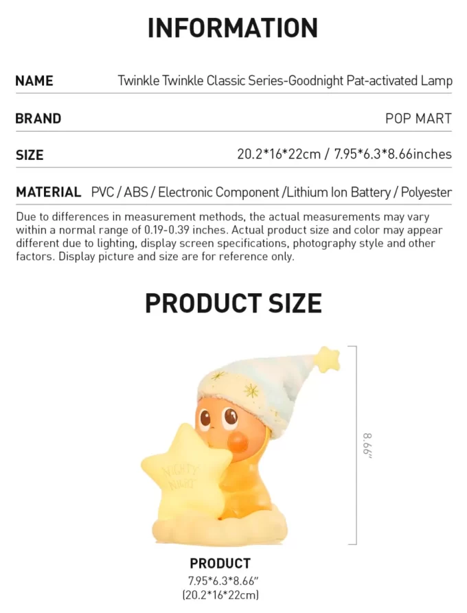 Twinkle Twinkle Classic Serisi – İyi Geceler Pat ile etkinleştirilen lamba